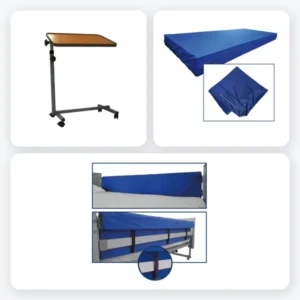 Ausili per il letto: tavolino servitore con ruote, coprimaterasso impermeabile e parasponde imbottiti